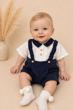 Load image into Gallery viewer, JUDE navy & white Spanish smart romper set