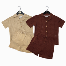 Load image into Gallery viewer, ZACH beige & brown short set