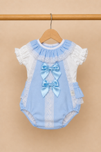 Load image into Gallery viewer, JASMINE blue bow Spanish romper