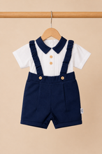 Load image into Gallery viewer, JUDE navy & white Spanish smart romper set