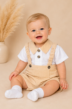 Load image into Gallery viewer, BAILEY beige & white Spanish smart romper set