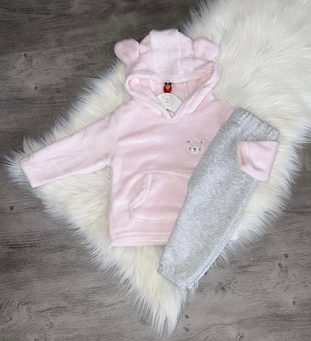 Fluffy pink bear set