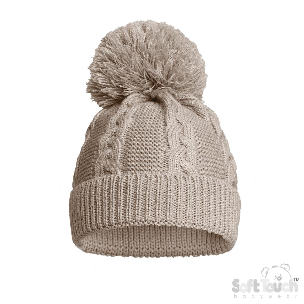 Beige single Pom hat