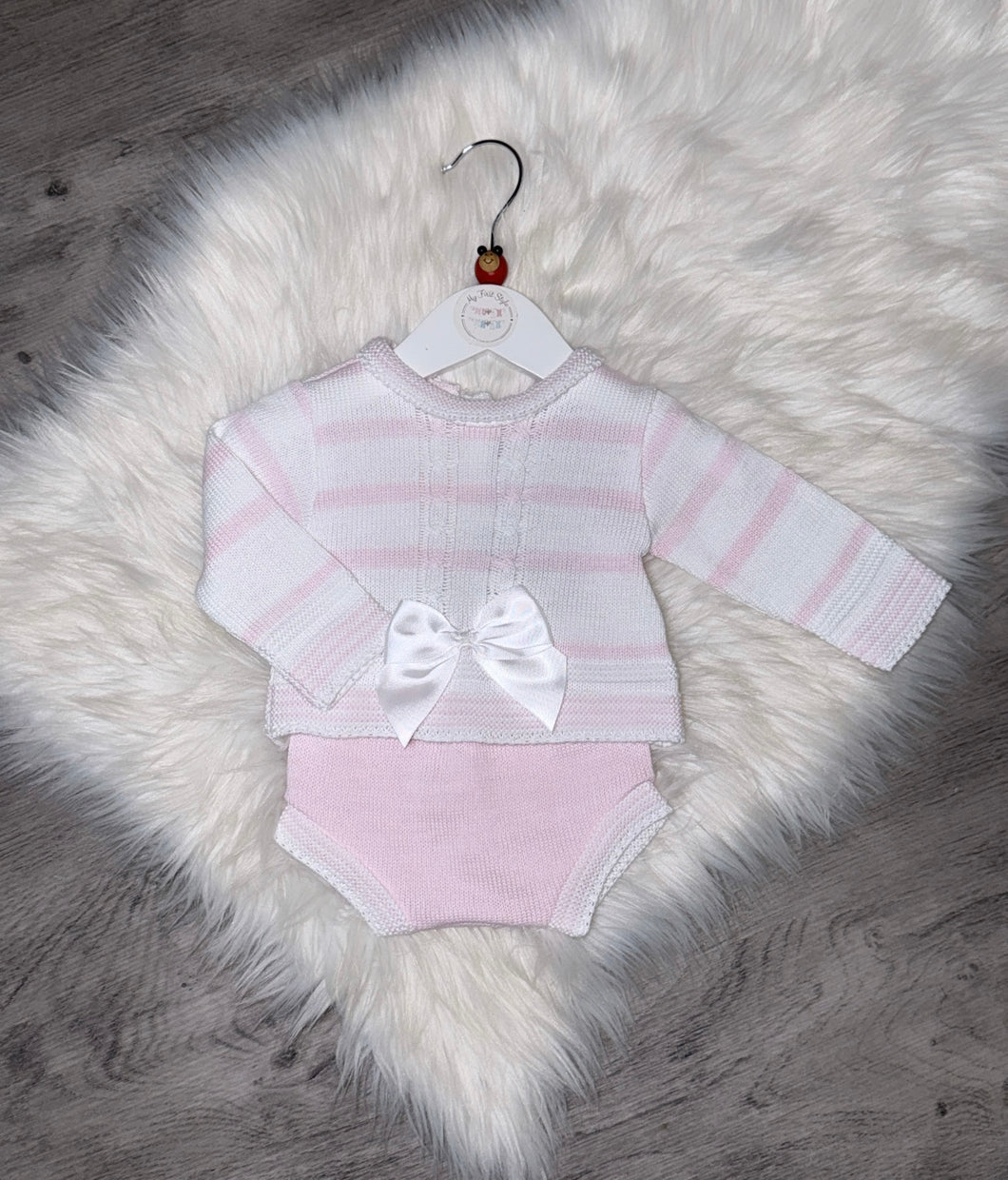 Pink stripe soft bow set