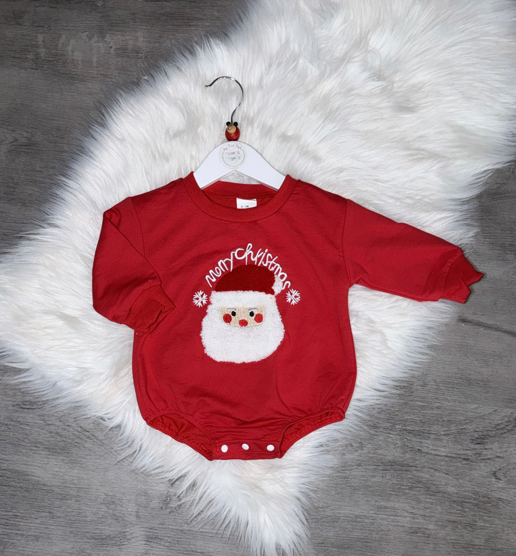 Merry Christmas red Santa romper