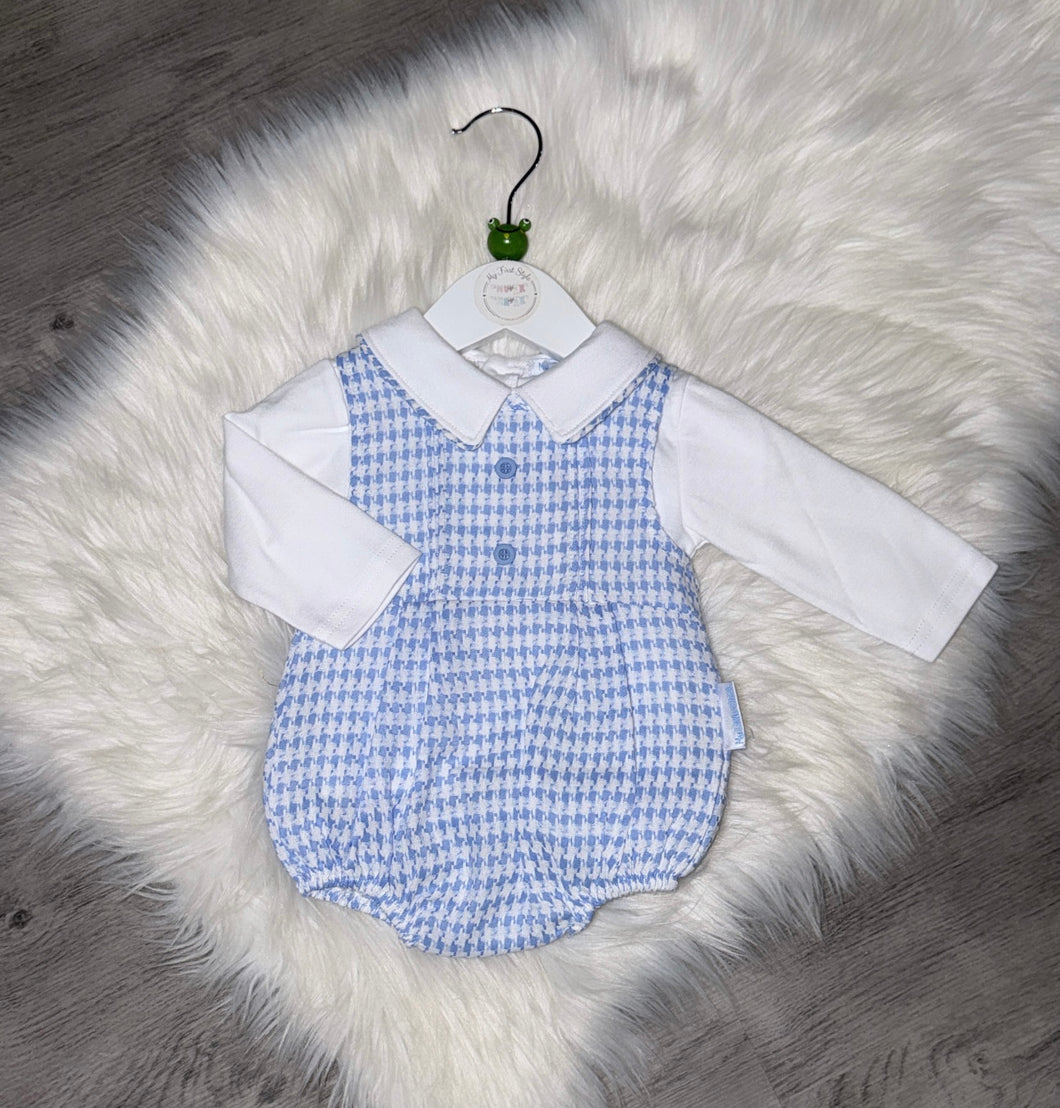 Checked blue romper & top set