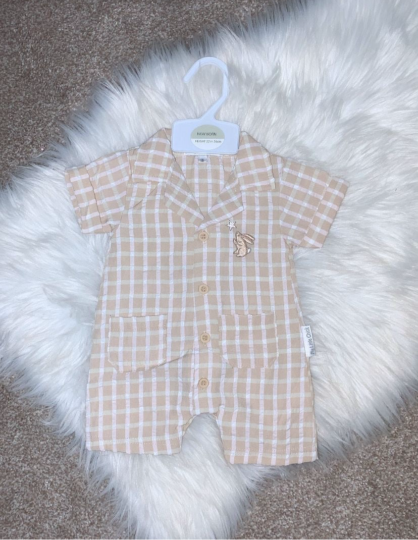 BOBBY beige checked romper
