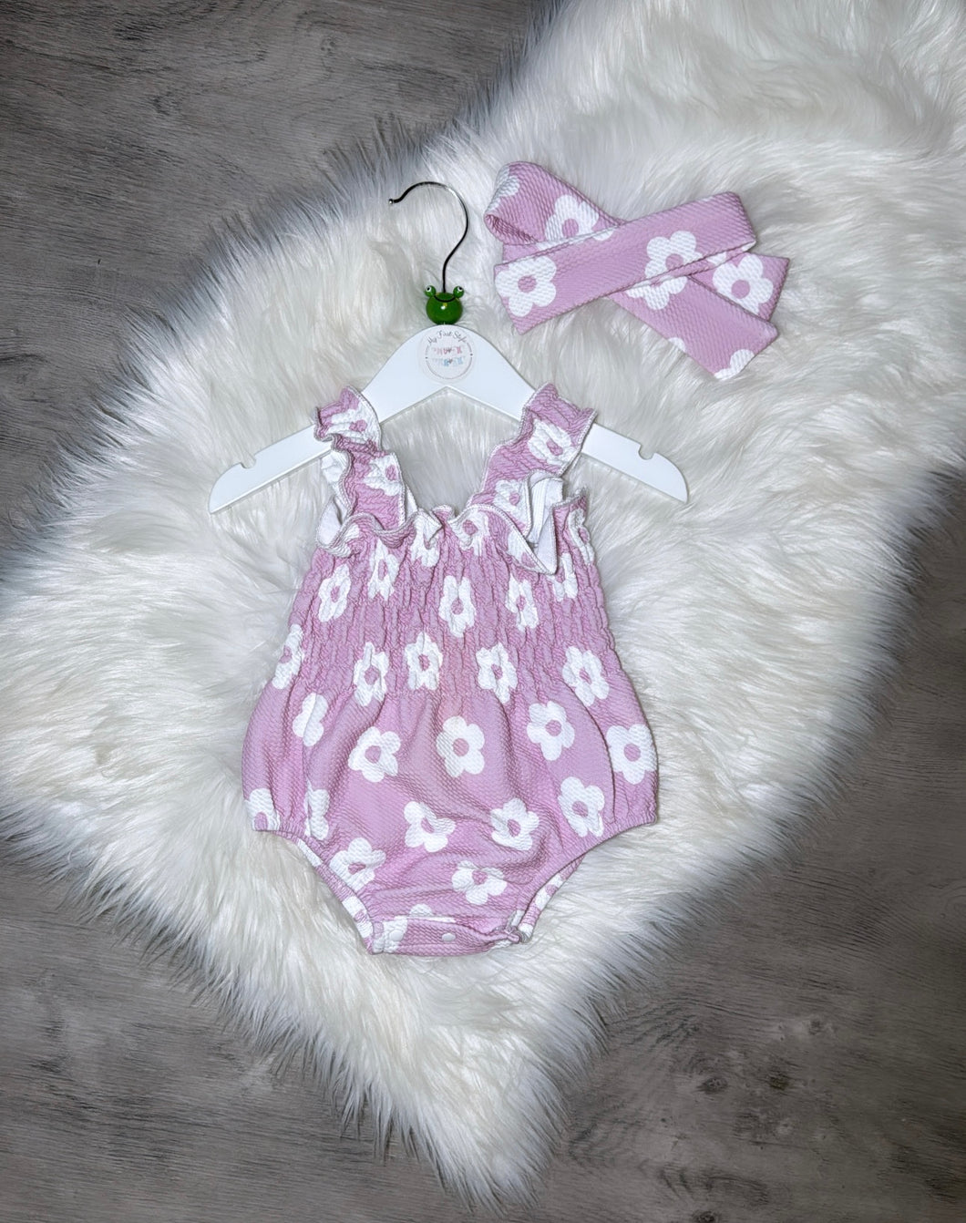 Purple daisy romper & headband