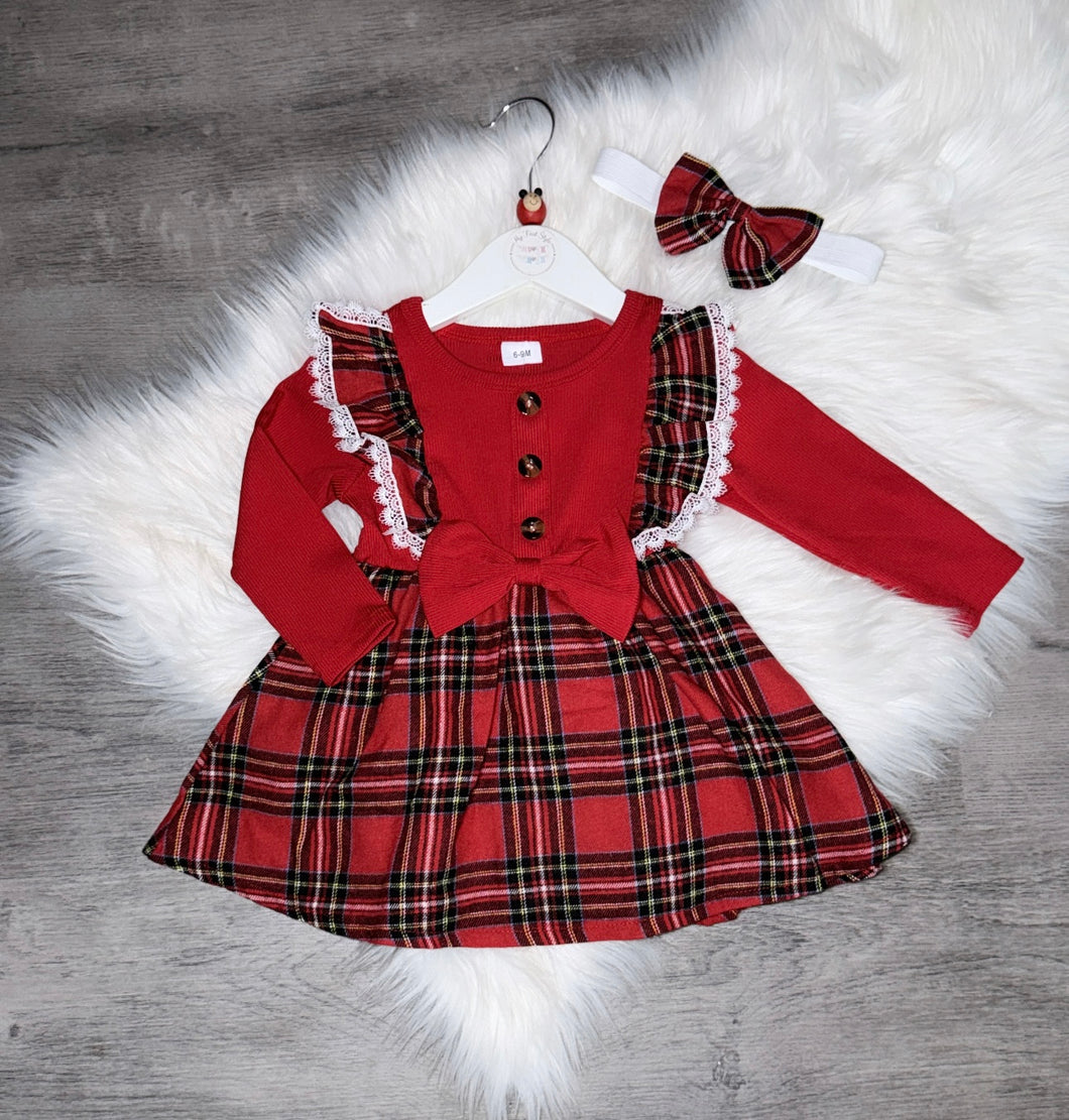 Scarlet checked bow dress