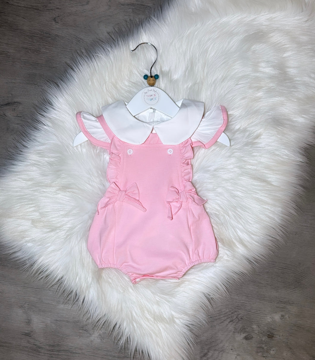 Pink bow romper & top set