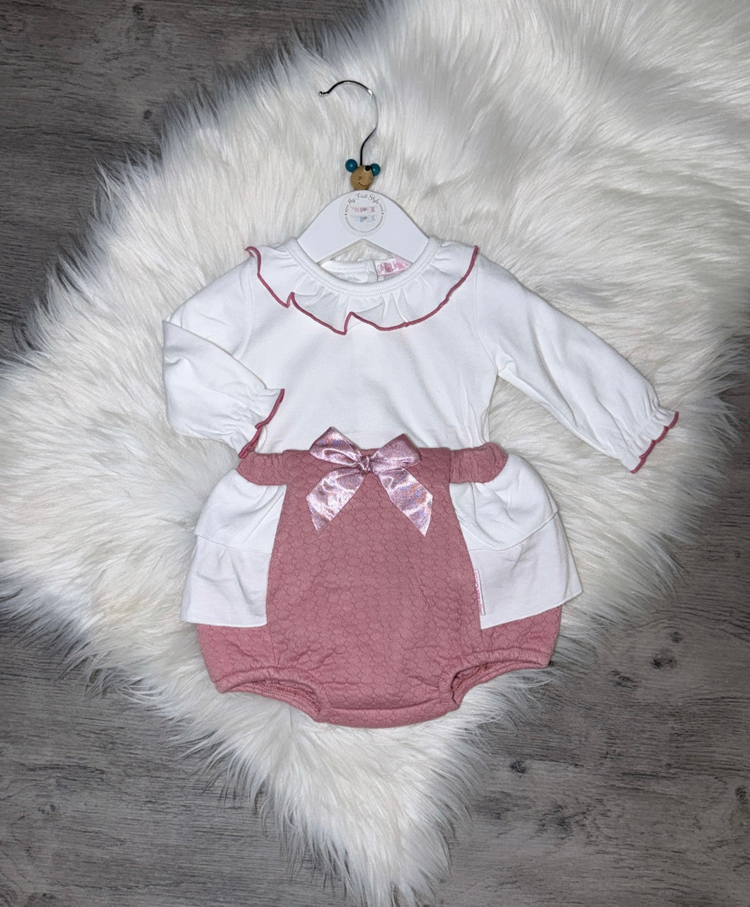 Dusky pink frilly bloomer set