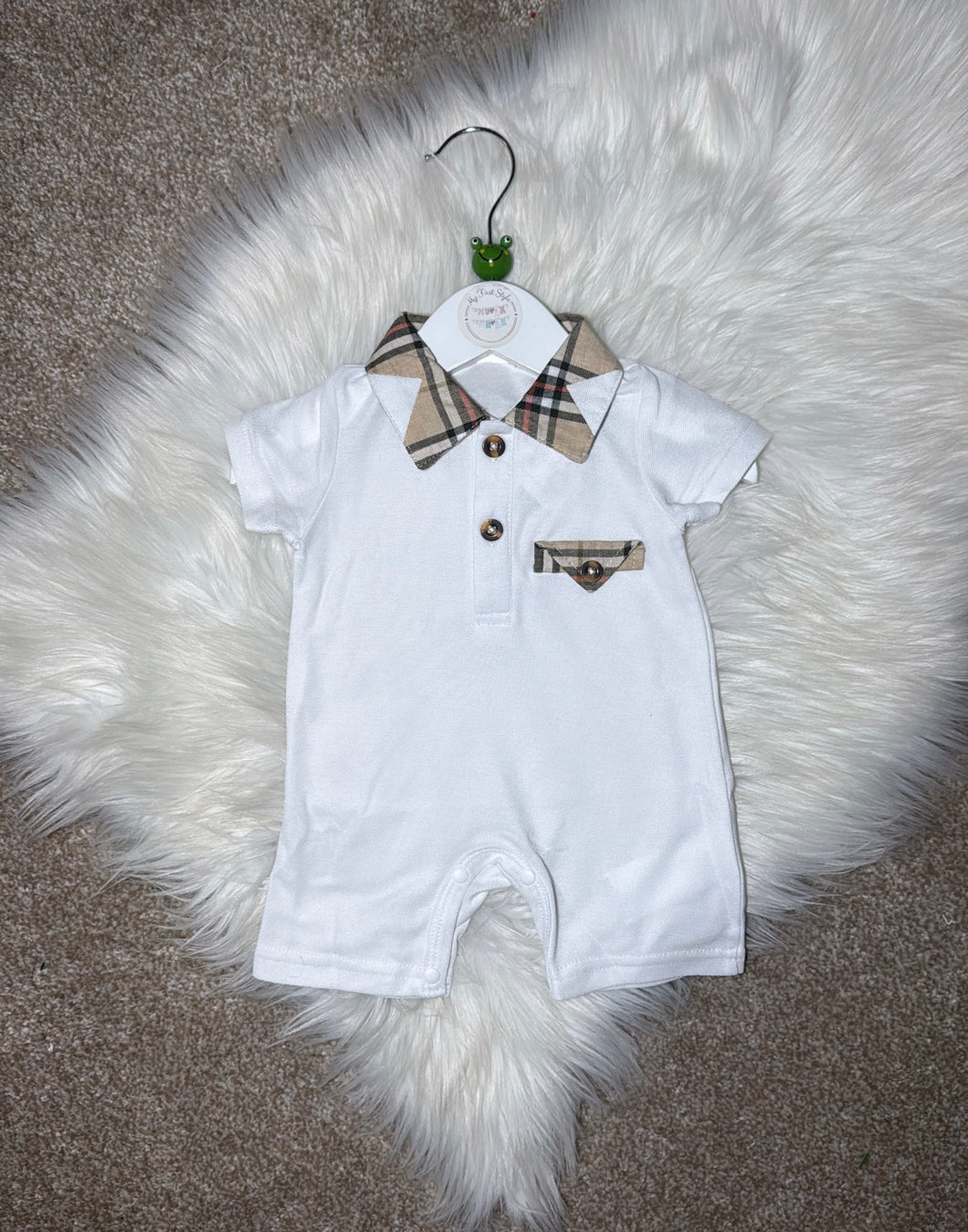 Checked white romper