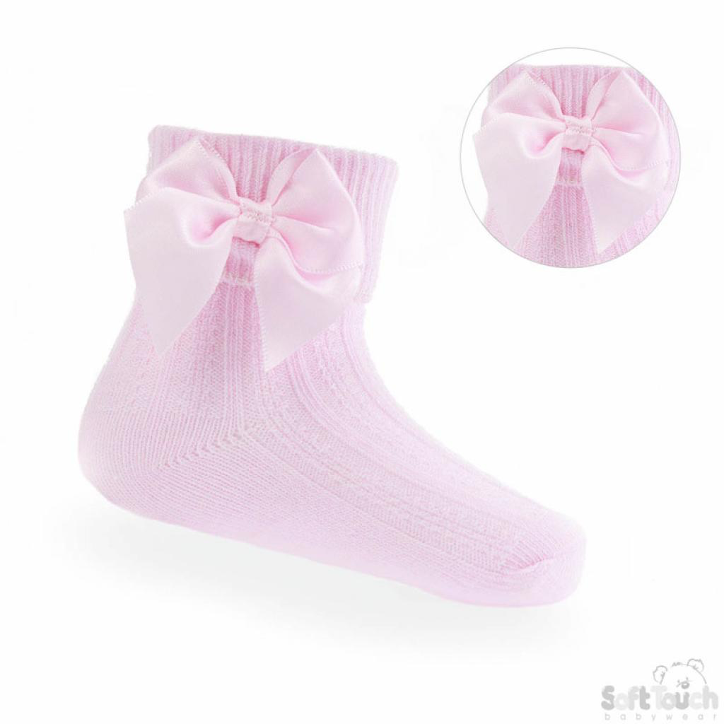 Pink bow ankle socks