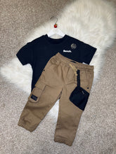 Load image into Gallery viewer, BROOKLYN black &amp; beige cargo trousers bench set
