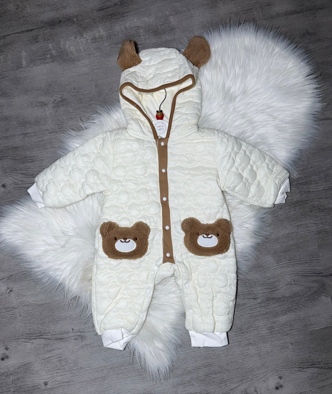 Cream bear snowsuit