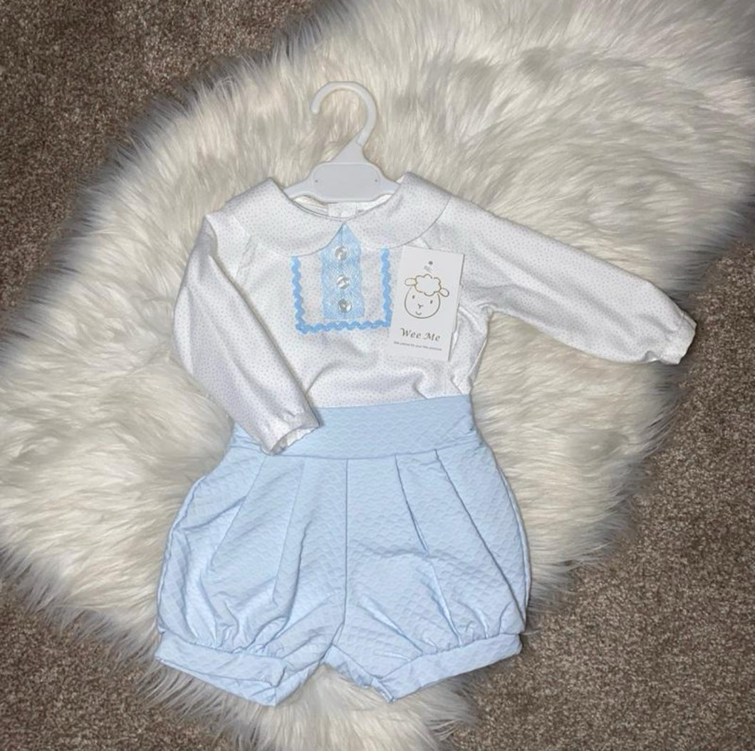 ROMAN blue & white short set