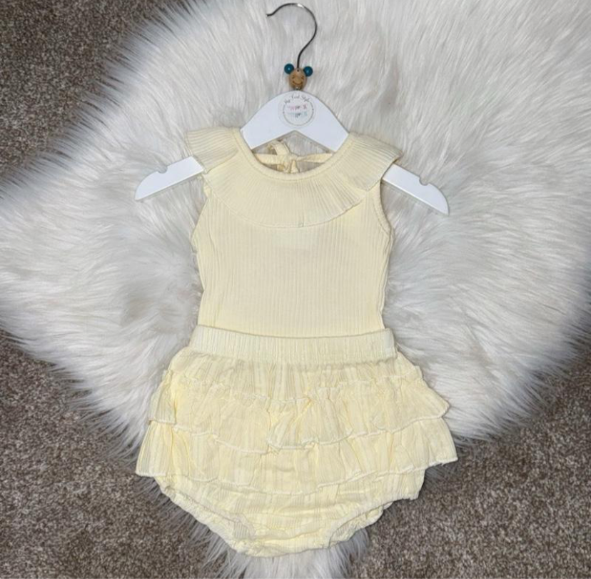 Cream frilly bloomers and top