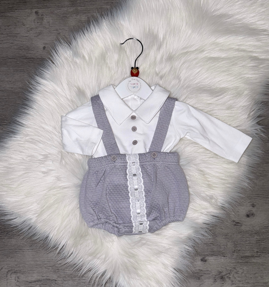 Grey & white romper set