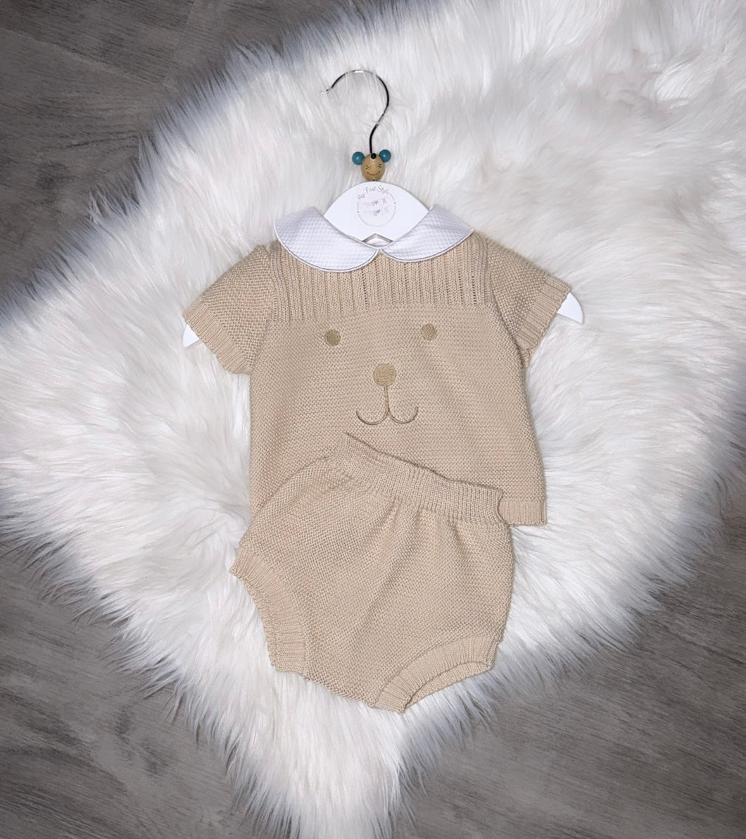 Beige bear knitted set