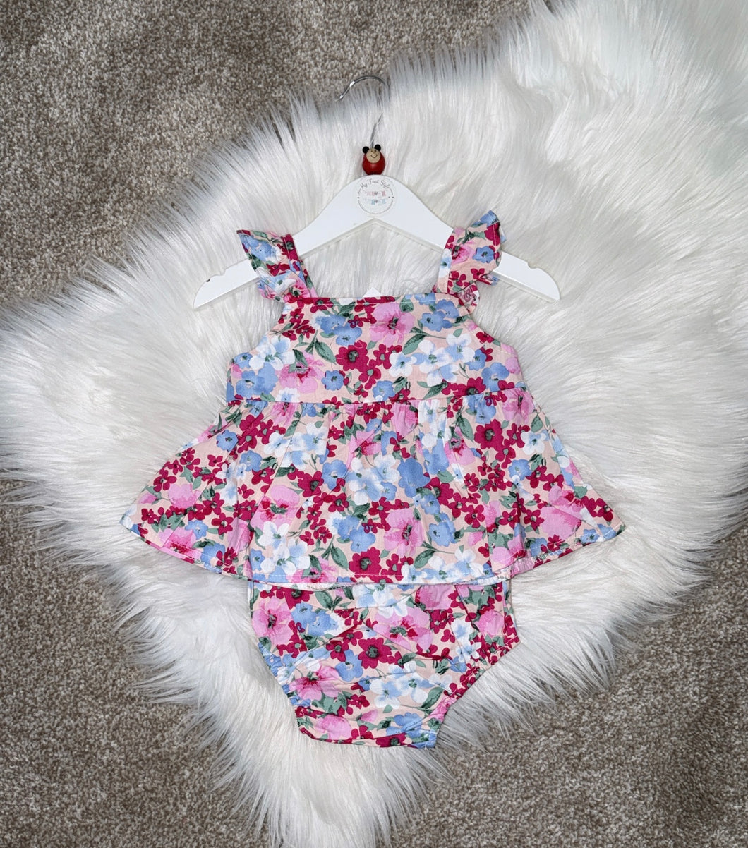 Purple flower top & bloomer set