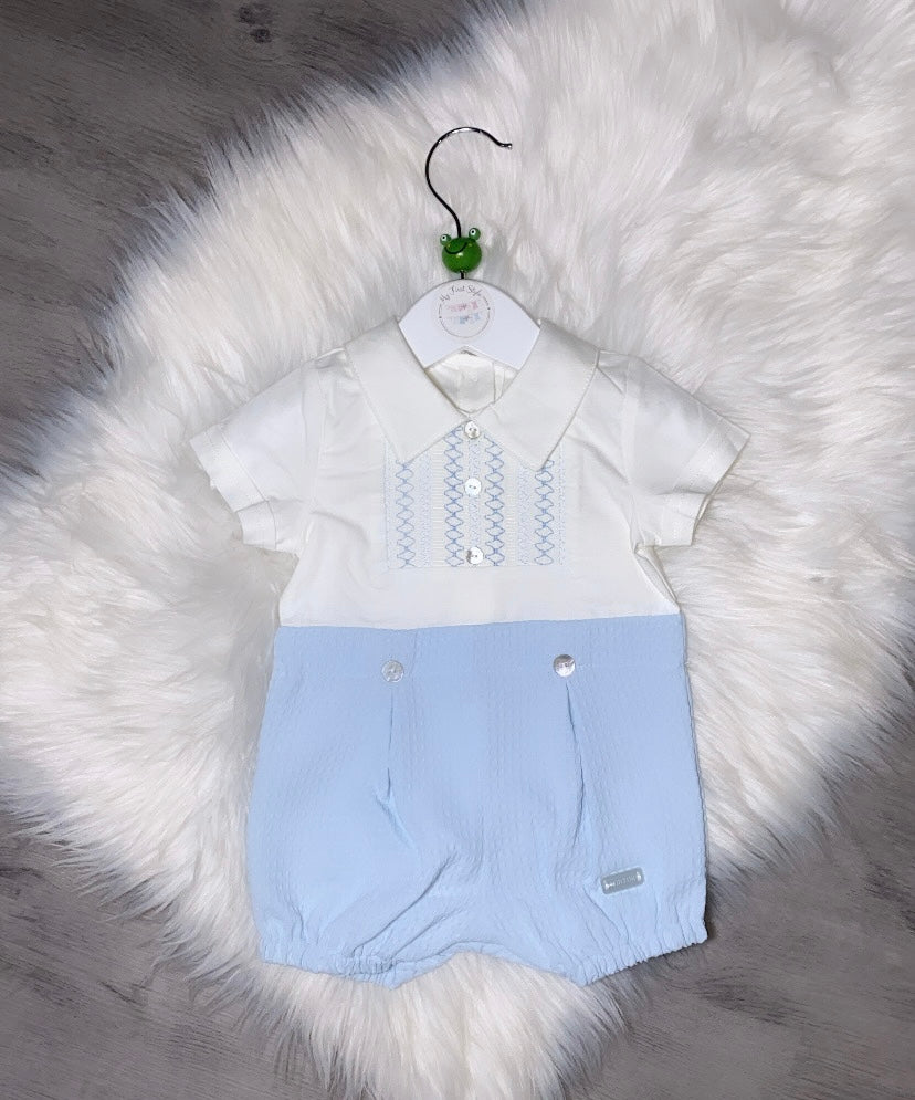 White & blue smart romper