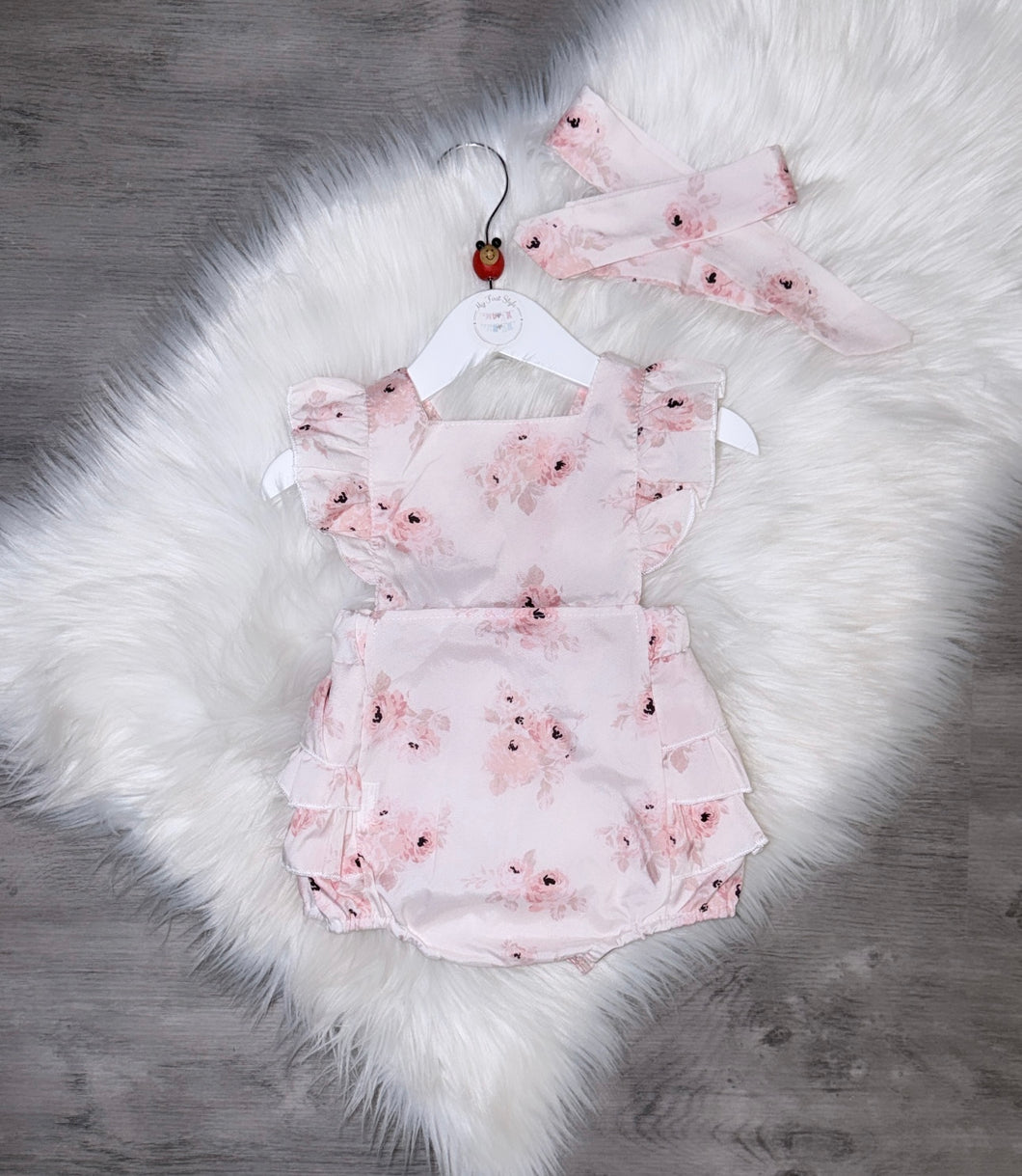 Pink flower romper & headband