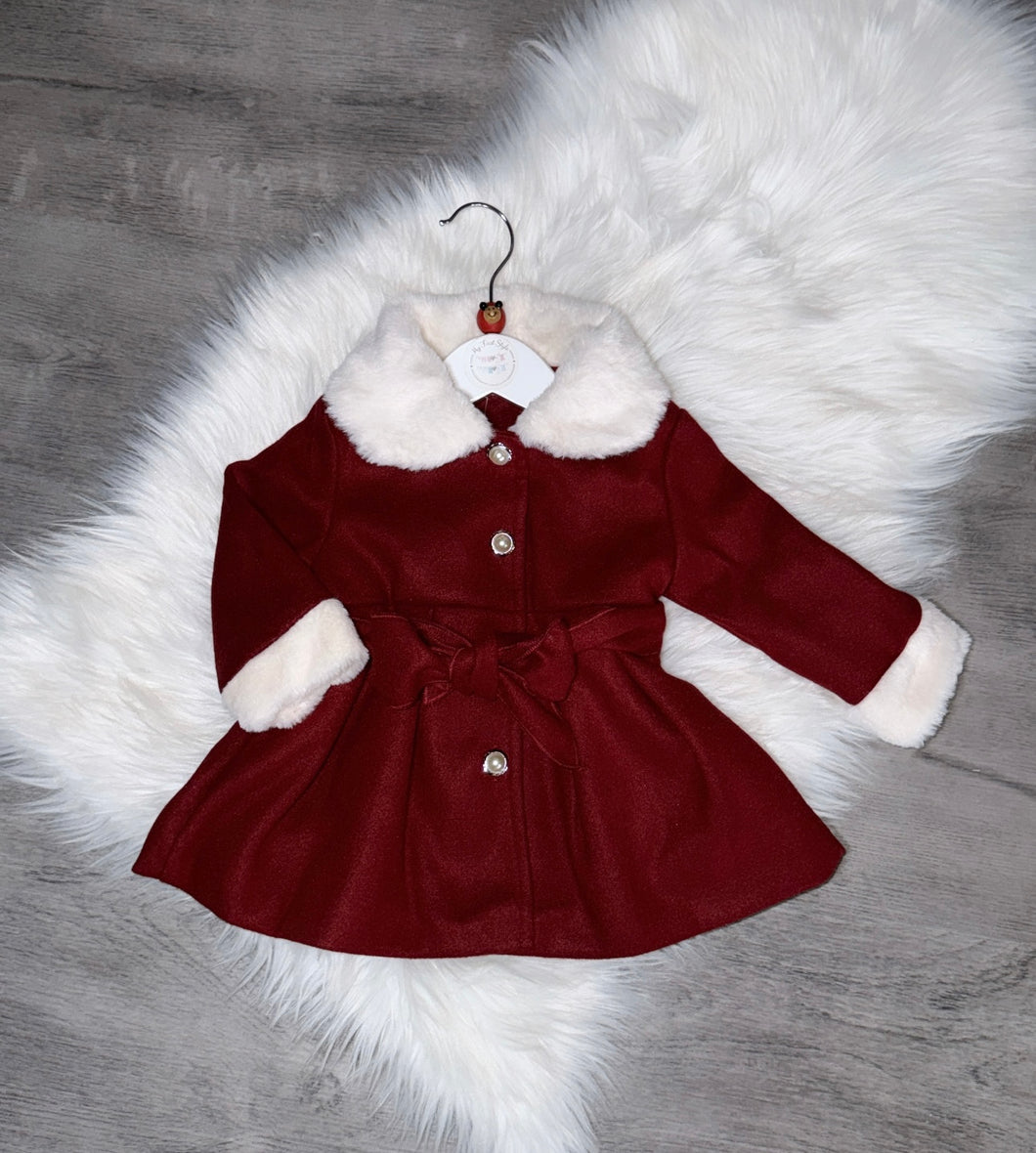 Burgundy & white coat