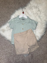 Load image into Gallery viewer, LOGAN sage green &amp; beige short set
