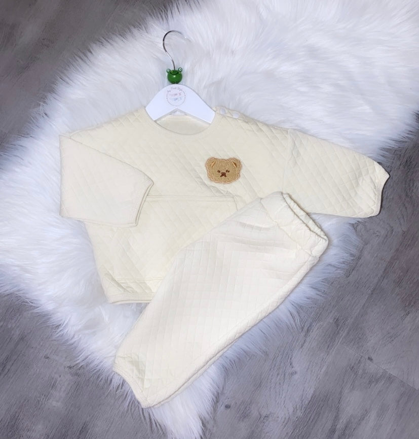 Cream quilted bear tracksuit