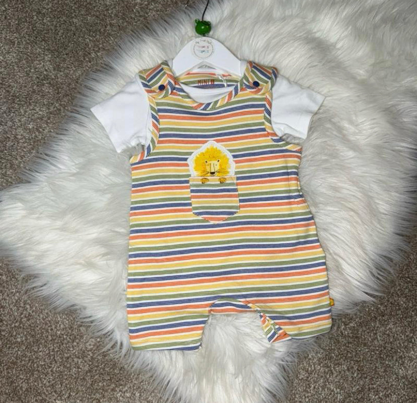 Stripe Lion Dungaree Set
