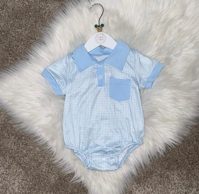Blue Check Smart Romper