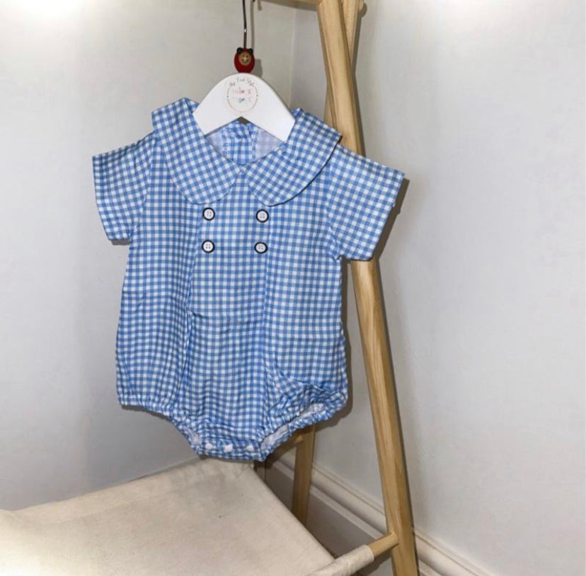 ROMEO Blue Check Romper