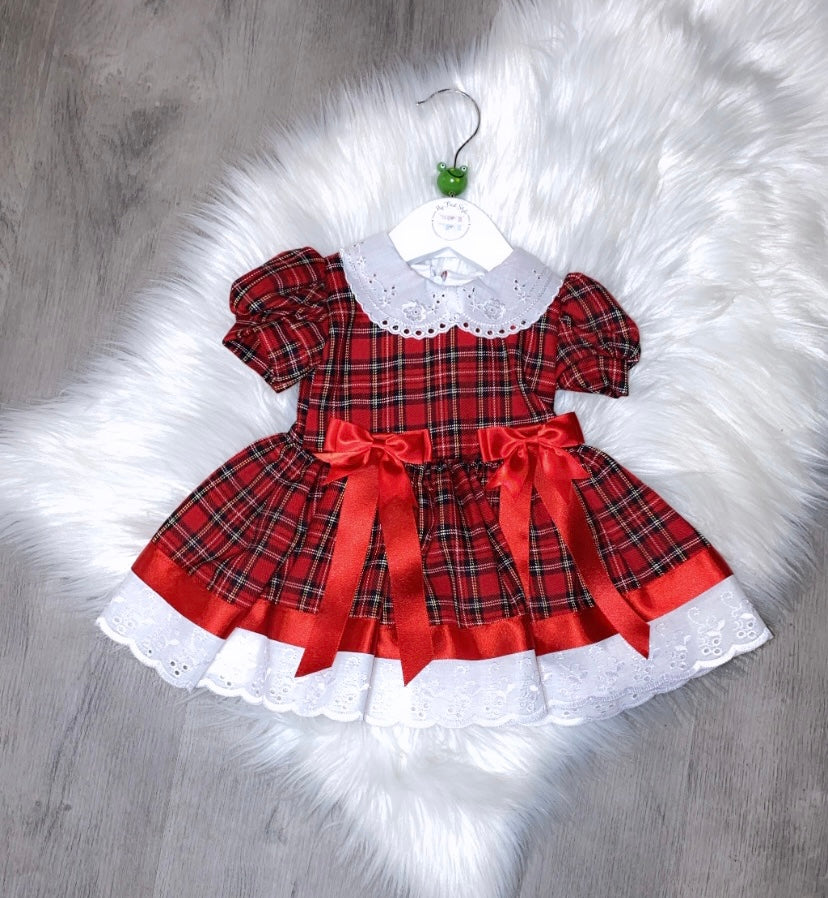 Red tartan bow dress