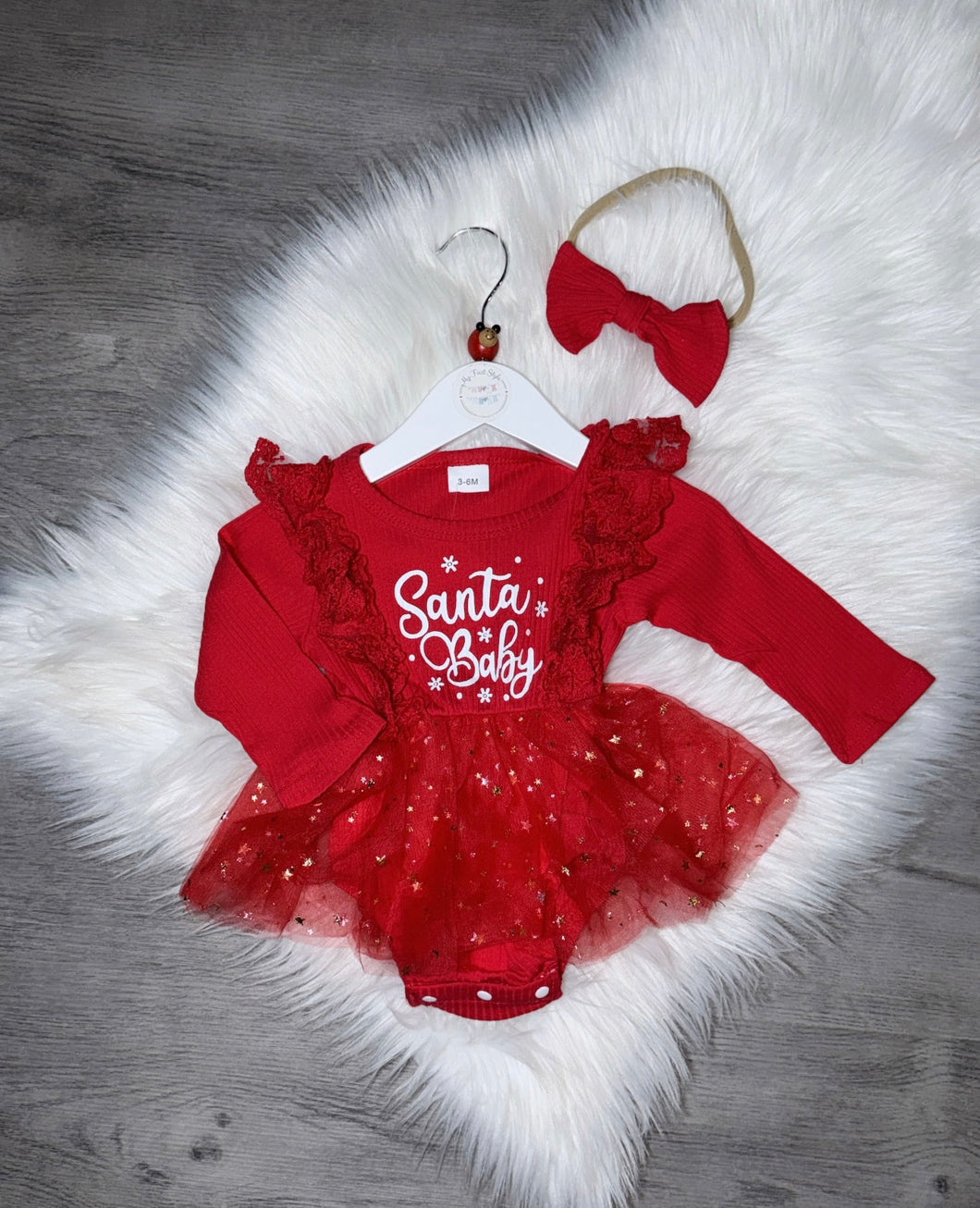 Santa baby romper & headband bow