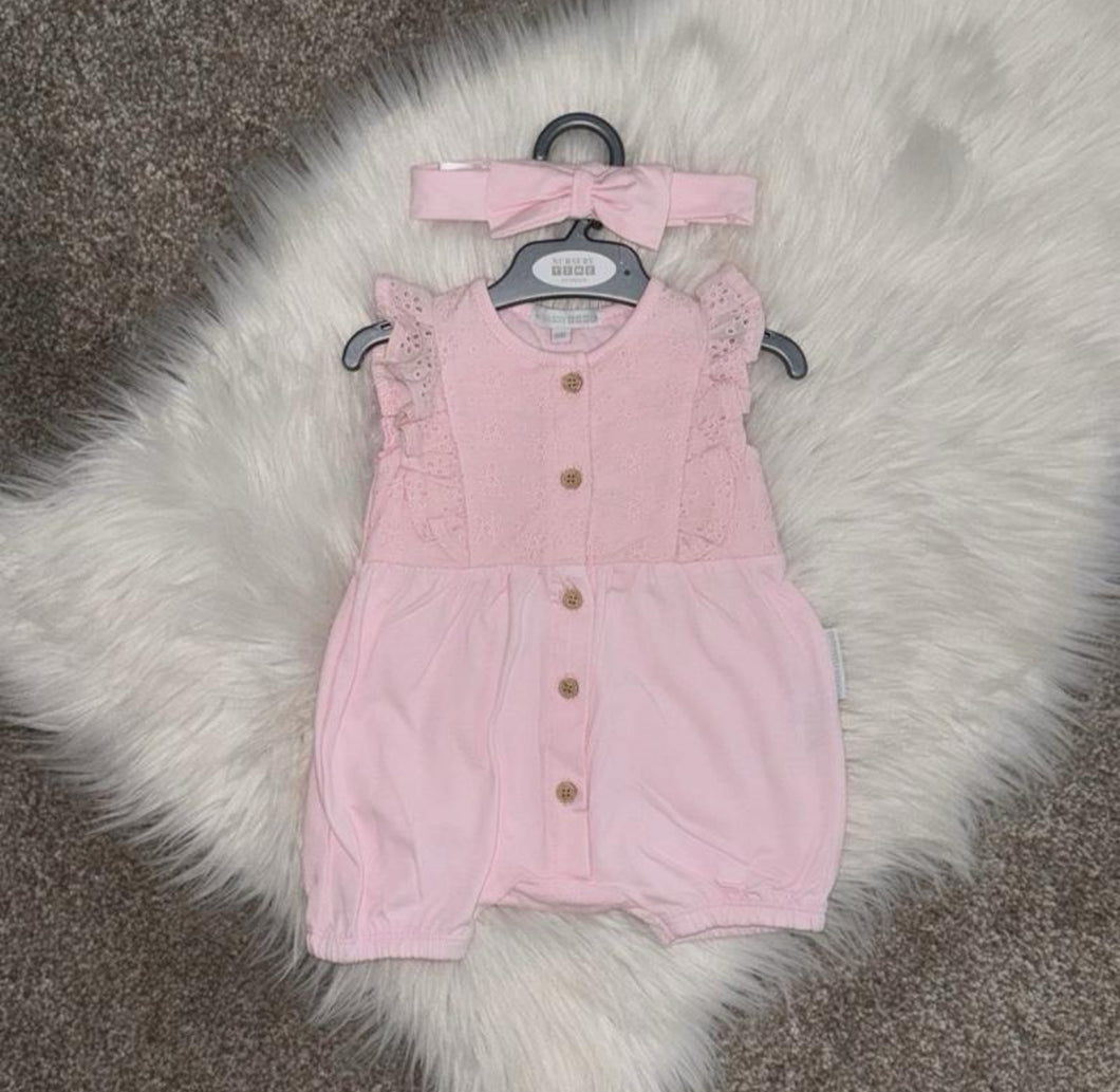 TALIA frilly pink romper & headband