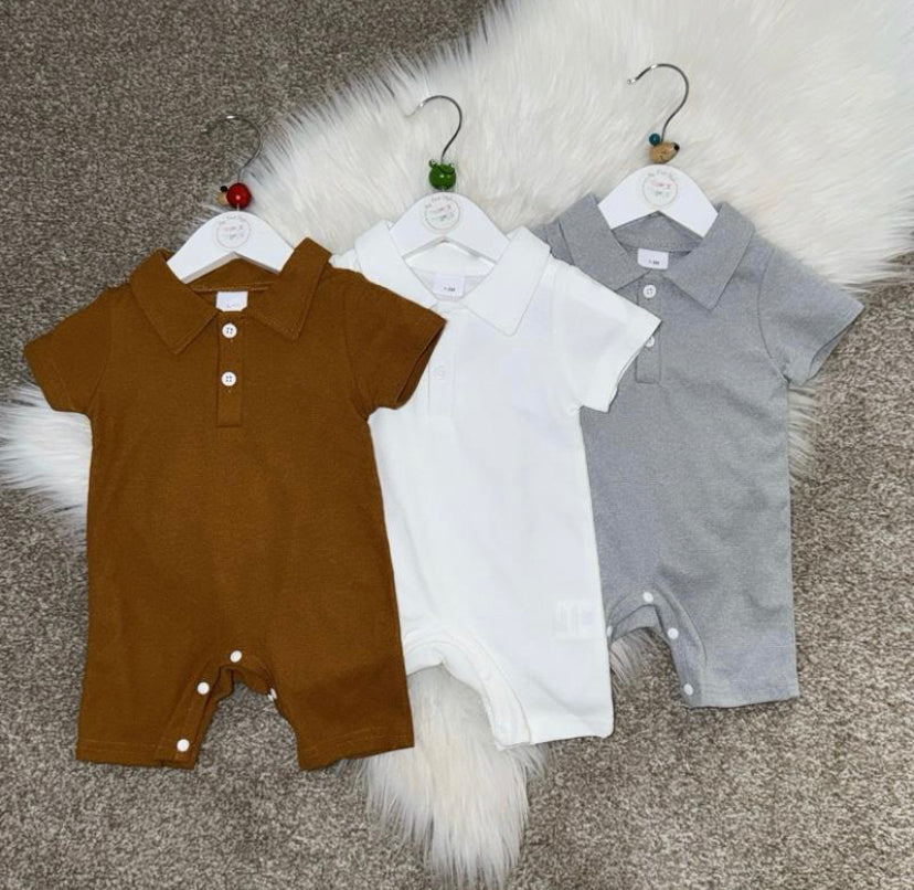 Brown, White & Grey Romper
