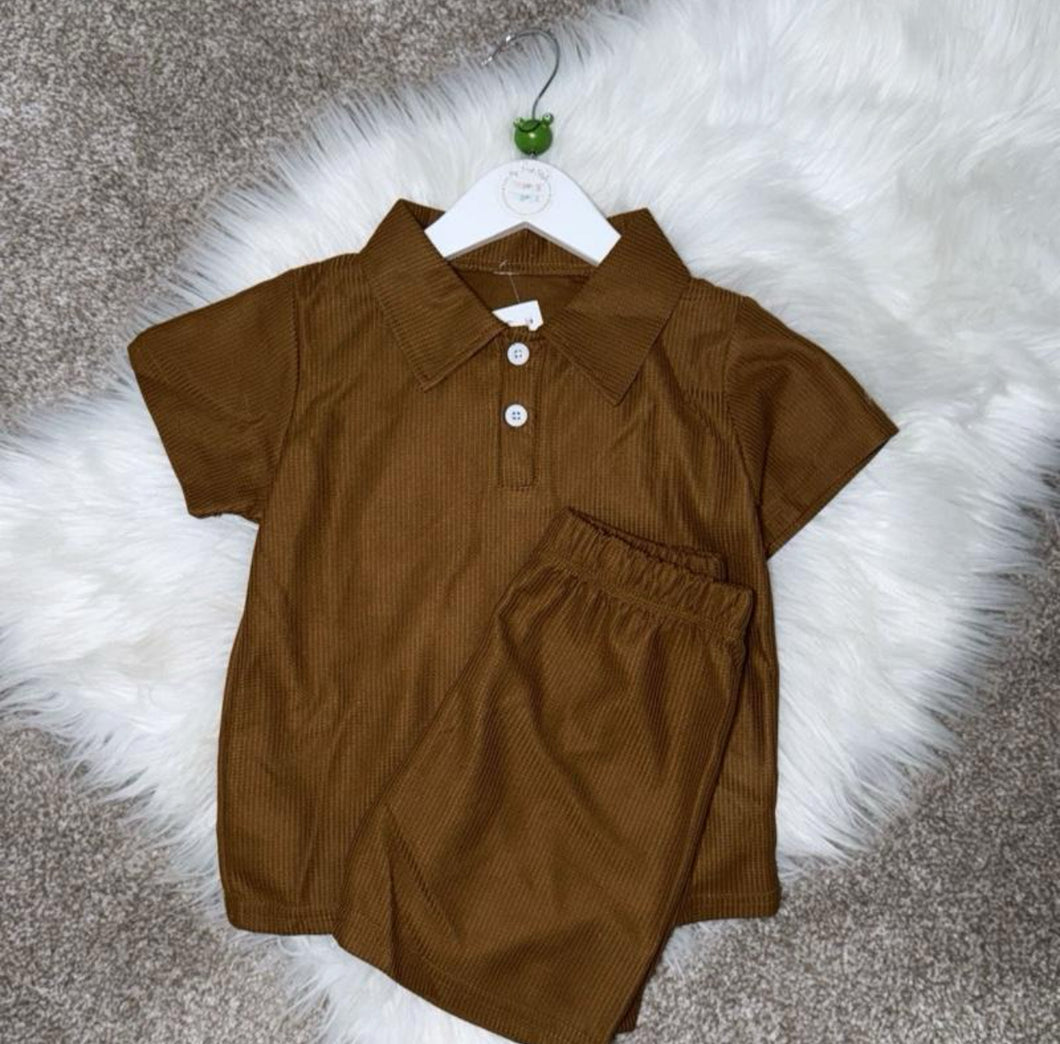 Brown short set