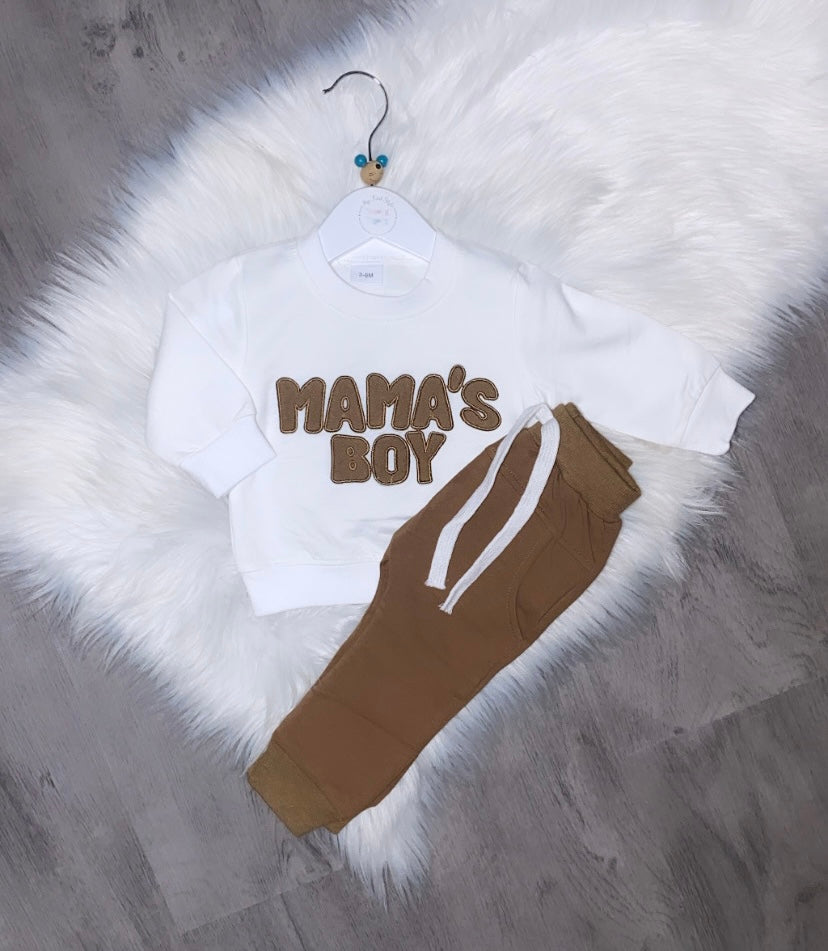 Mamas boy brown & white set