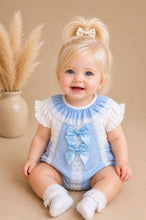 Load image into Gallery viewer, JASMINE blue bow Spanish romper
