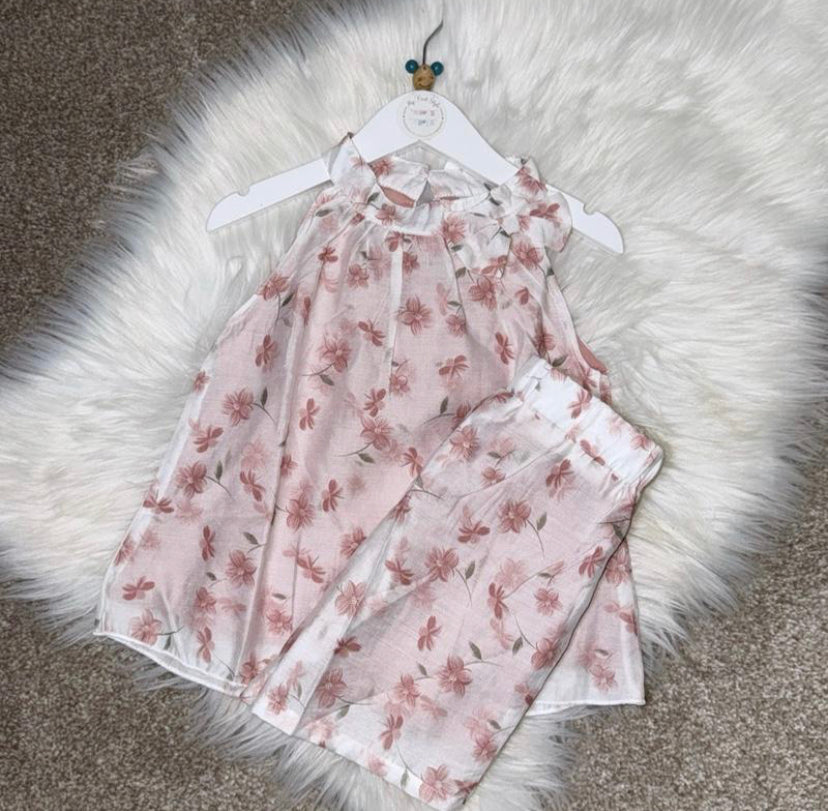 Pink Flower Bow Top & Shorts