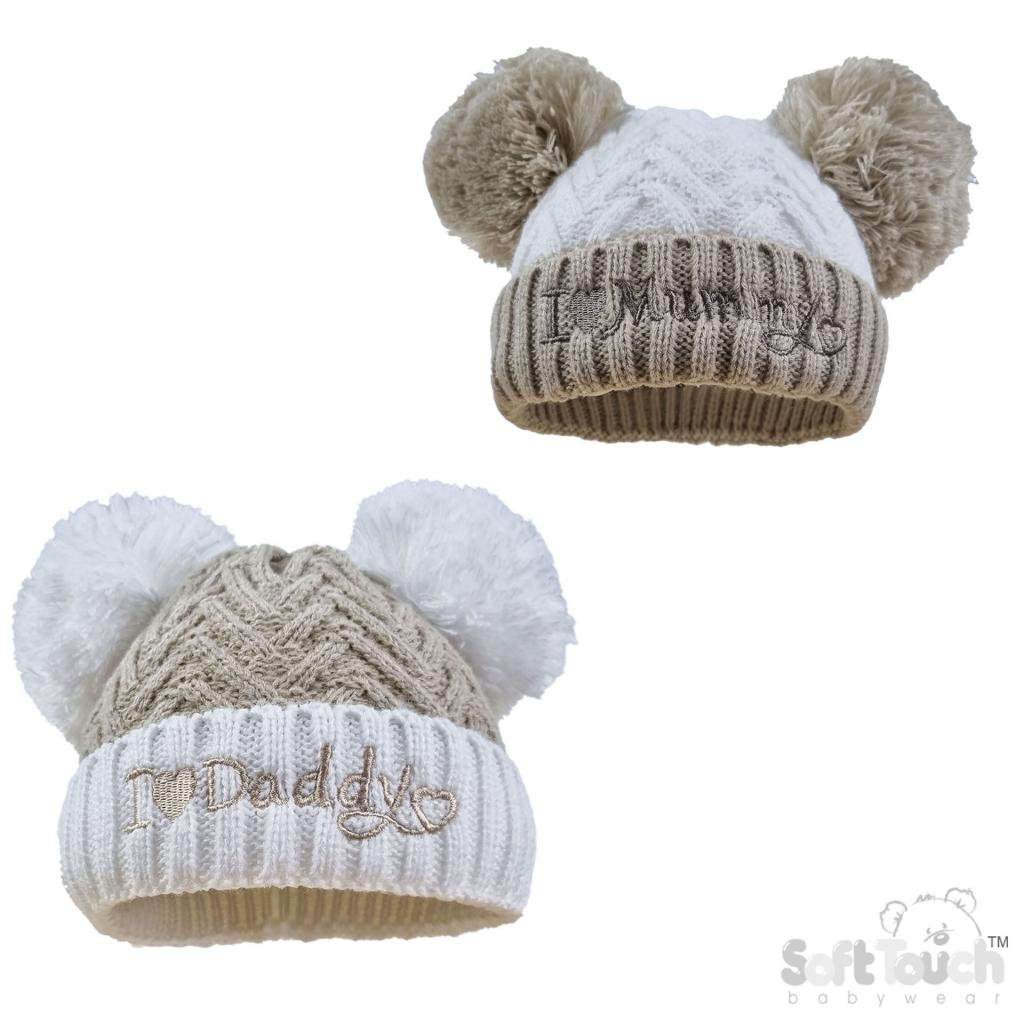 Beige I love mummy / I love daddy hat