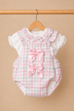 Load image into Gallery viewer, SHELBY checked bow spanish romper
