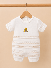 Load image into Gallery viewer, White &amp; beige bear romper
