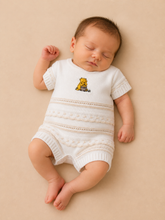 Load image into Gallery viewer, White &amp; beige bear romper
