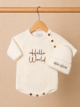 Load image into Gallery viewer, Hello world romper &amp; hat
