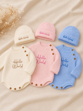 Load image into Gallery viewer, Hello world romper &amp; hat
