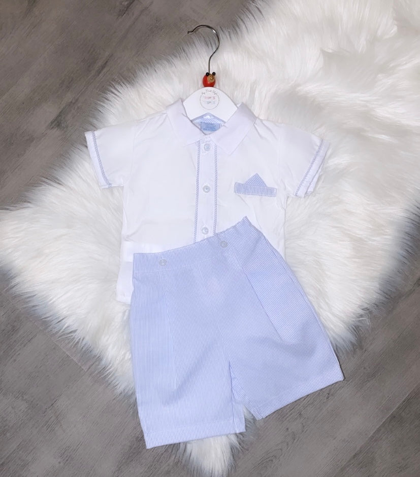 Stripe blue short and shirt set