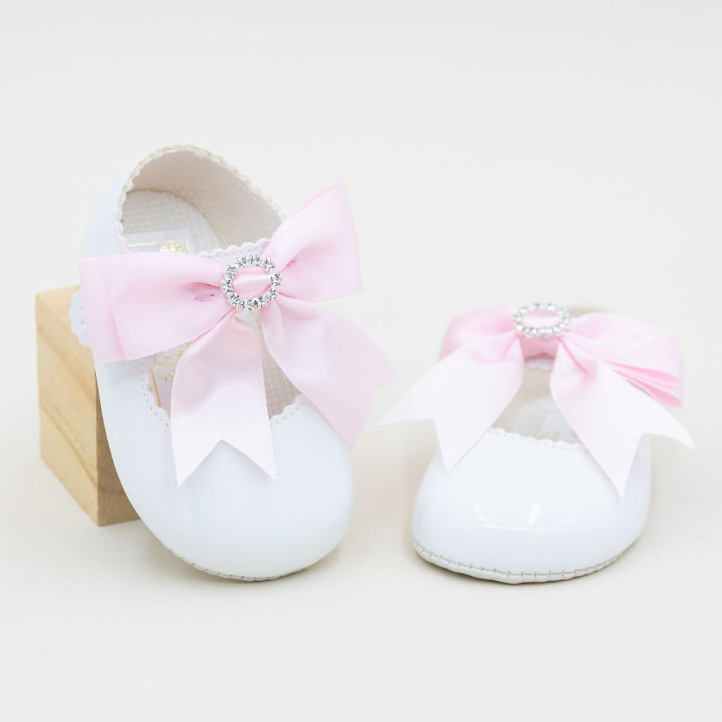 White & pink diamante shoes