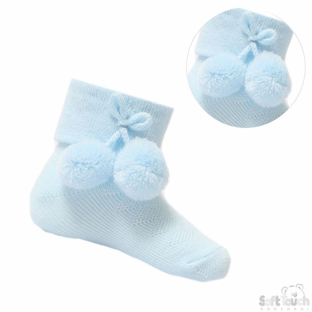 Blue ankle Pom socks