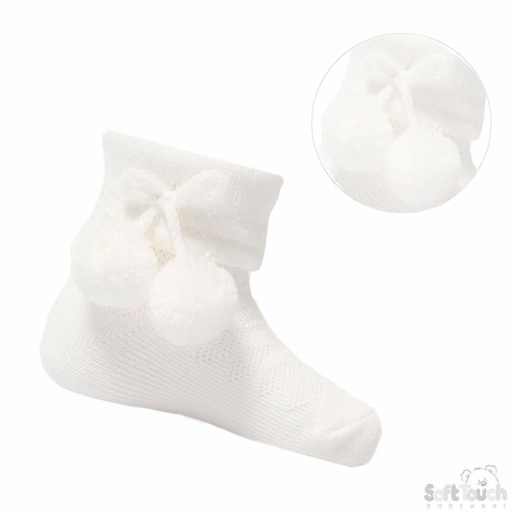 White ankle Pom socks